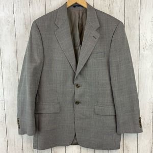 Chaps Ralph Lauren Gray Pin Check Silk Wool 2-Button Blazer Coat Size 40R